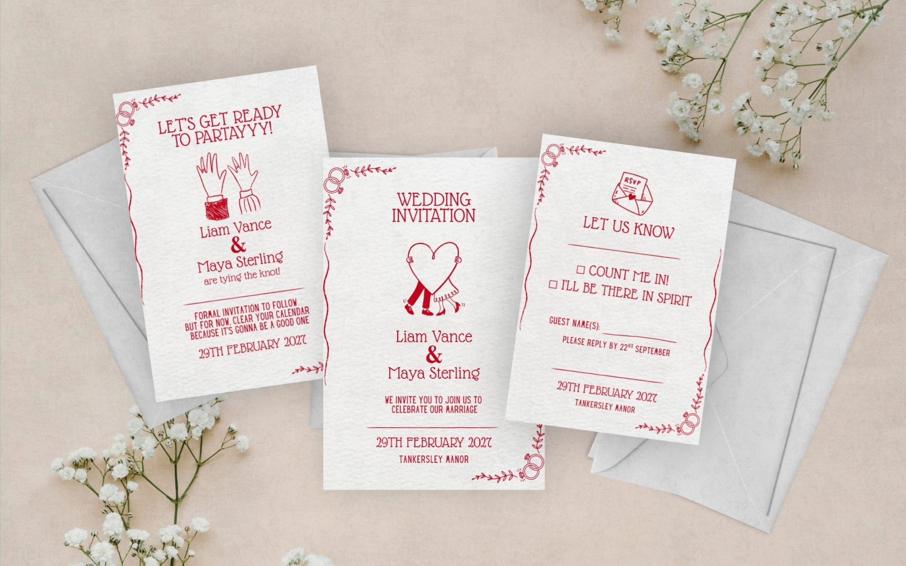 Elegant blue wedding save the date
