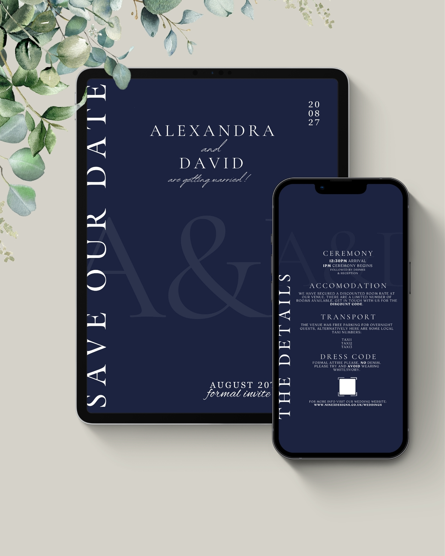 Blue wedding save the date
